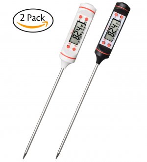 Hibery Hibery Set of 2 Meat Thermometers & Kitchen Digital Cooking Thermometer, Best Wireless Electronic Food Instant Read Thermometer for Candy, BBQ and Grill, Fast & Constant Meat Thermometers