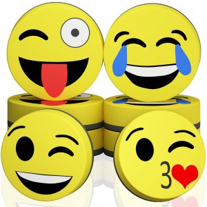 Hibery 8 Pack Magnetic Smiley Face Circular Dry Whiteboard Eraser - Magnetic Whiteboard Eraser for Home, Office and School Classroom