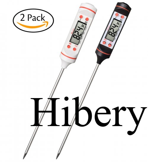 Hibery Hibery Set of 2 Meat Thermometers & Kitchen Digital Cooking Thermometer, Best Wireless Electronic Food Instant Read Thermometer for Candy, BBQ and Grill, Fast & Constant Meat Thermometers - Click Image to Close