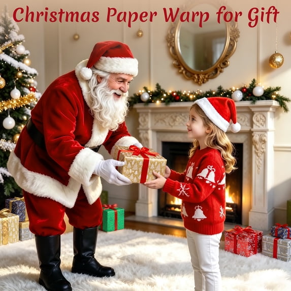 HiberyHom 5 Rolls Christmas Wrapping Paper, Gift Paper Wrap with Classic Christmas Design, Gift Wrap for Xmas Winter Holiday, 17 in x 120 in Per Roll