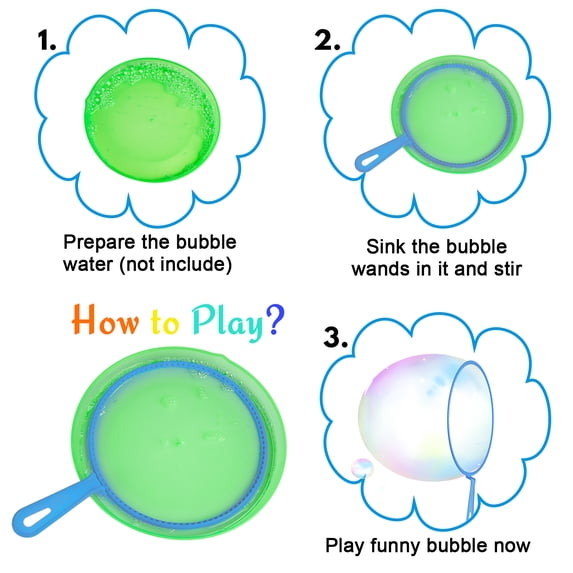 HiberyHom 15 Pcs Big Bubble Wands Set for Kids, Giant Bubble Maker Toys with Tray for Summer Outdoor Activities Party Favors Gifts & Wedding