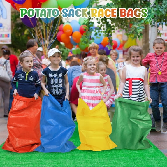 HiberyHom 29 Pcs Potato Sack Race Bags, 3 Legged Race Bands, Summer Toys Outdoor Games for Kids & Family