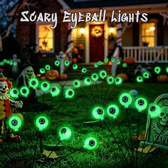 HiberyHom Scary Solar Eyeball Lights, 6 Pack 36 LED Waterproof Solar Halloween Lights Outdoor for Pathway Yard Garden Lawn, Halloween Decorations Outdoor
