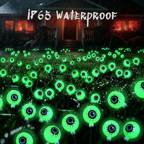 HiberyHom Scary Solar Eyeball Lights, 6 Pack 36 LED Waterproof Solar Halloween Lights Outdoor for Pathway Yard Garden Lawn, Halloween Decorations Outdoor