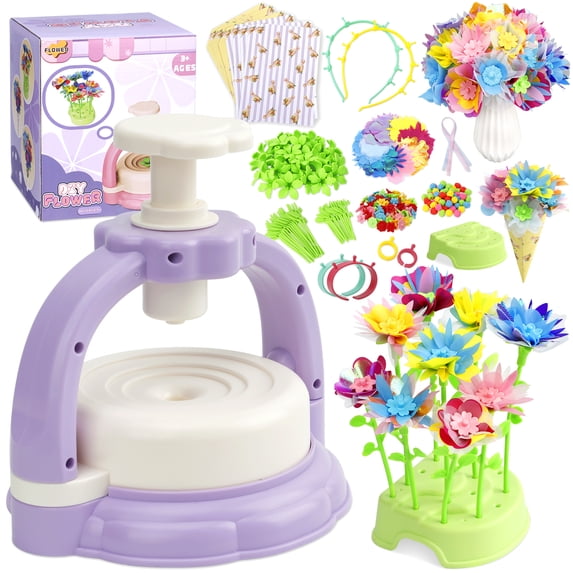 HiberyHom Fabric Flower Bouquets Toys, DIY Craft Kits Toys for Kids, Build Your Flower Bouquet Arts & Crafts for 4+ Year Toddler Girl
