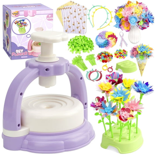 HiberyHom Fabric Flower Bouquets Toys, DIY Craft Kits Toys for Kids, Build Your Flower Bouquet Arts & Crafts for 4+ Year Toddler Girl