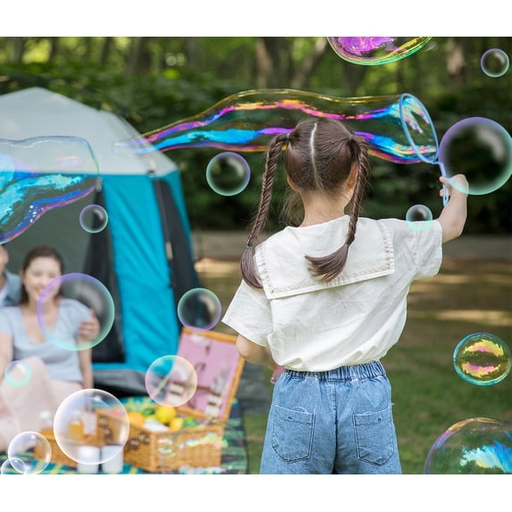 HiberyHom 15 Pcs Big Bubble Wands Set for Kids, Giant Bubble Maker Toys with Tray for Summer Outdoor Activities Party Favors Gifts & Wedding