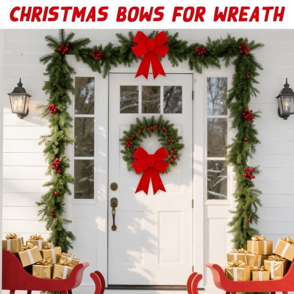 HiberyHom Christmas Bows, Red Bow for Christmas Tree Wreaths Gift, 6 Pack Large Gift Bows 12.2 x 9 inch, Christmas Decorations Indoor Outdoor