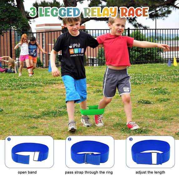 HiberyHom 29 Pcs Potato Sack Race Bags, 3 Legged Race Bands, Summer Toys Outdoor Games for Kids & Family